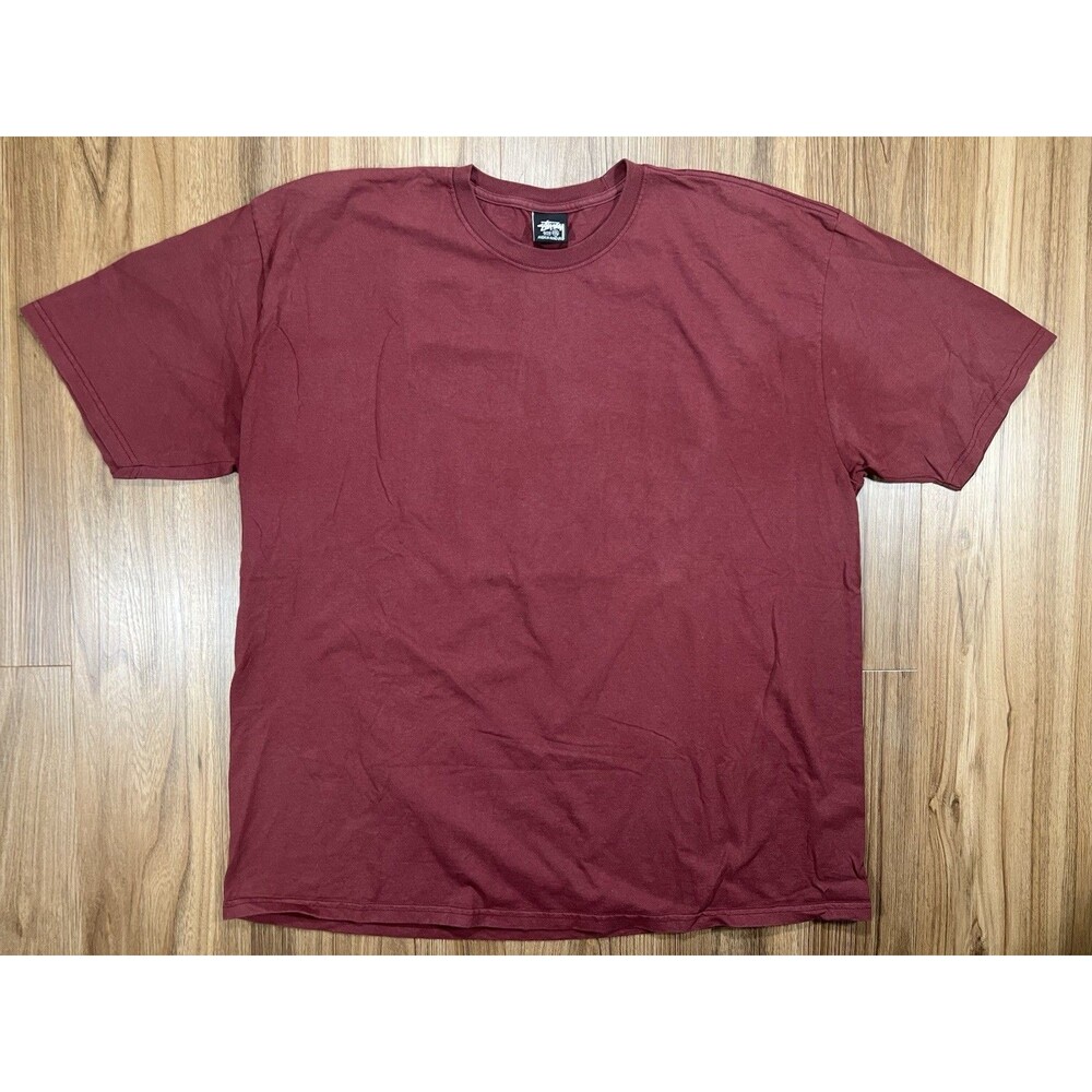 Stussy Solid Maroon T-Shirt Mens Size XXL